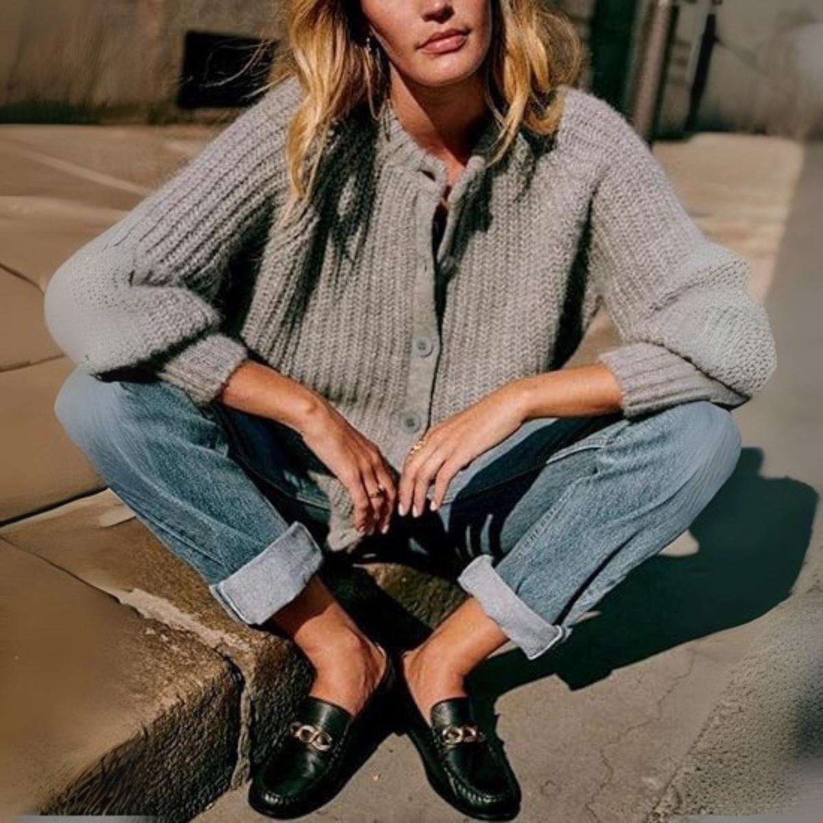 ELOWEN | Button Down Long Sleeve Cardigan