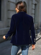 Julia | Women's Tailored Velvet Blazer with Lapel Collar, Hip-Length