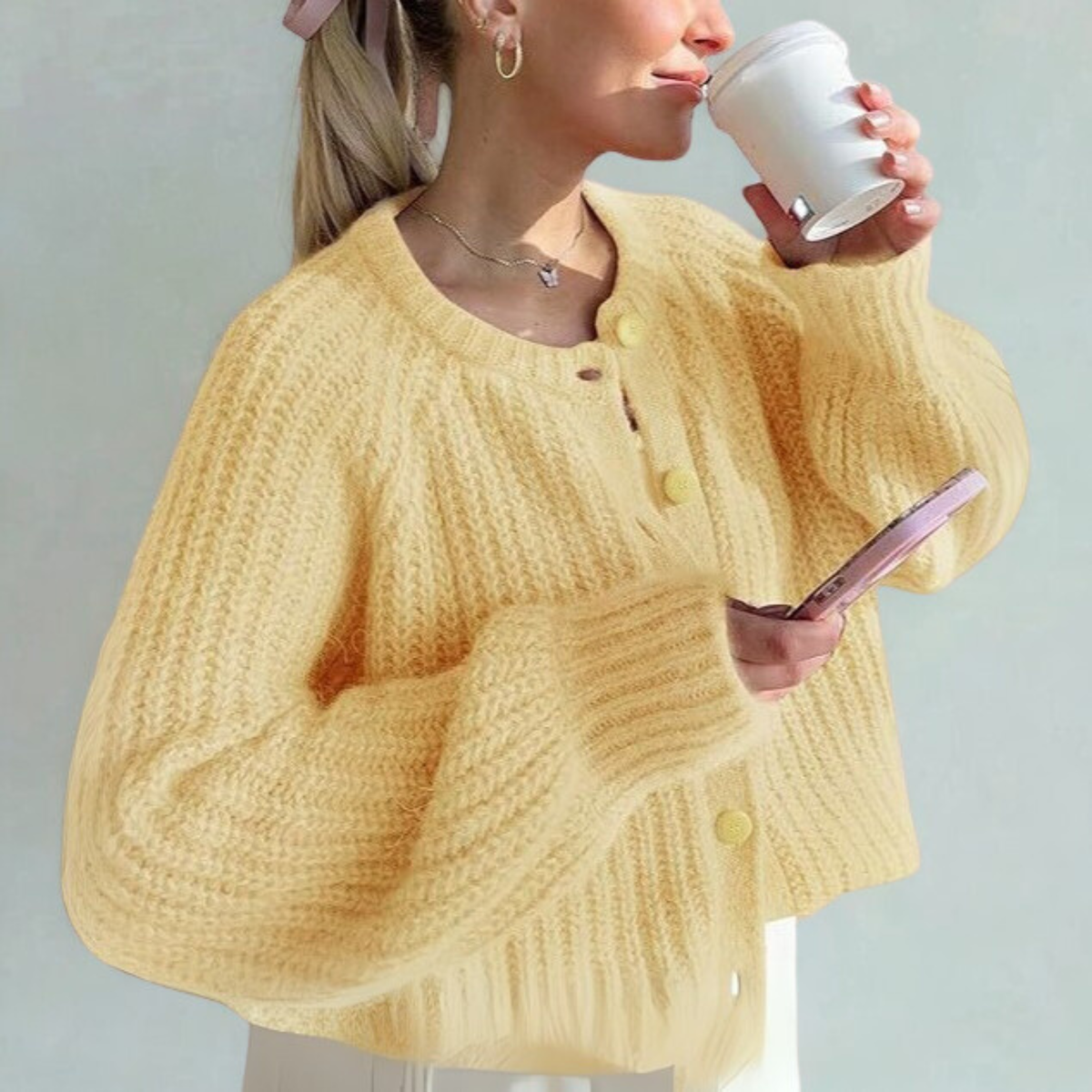 ELOWEN | Button Down Long Sleeve Cardigan
