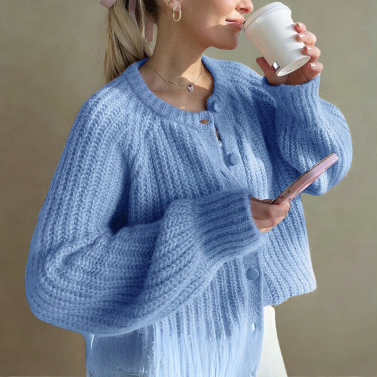 ELOWEN | Button Down Long Sleeve Cardigan