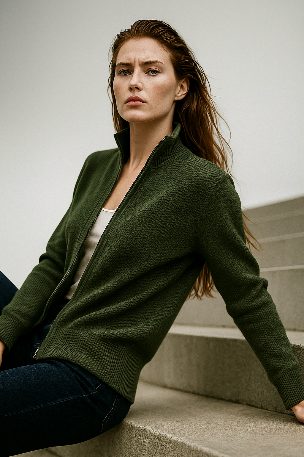 Jean | Wool Zip-Up Cardigan for Women