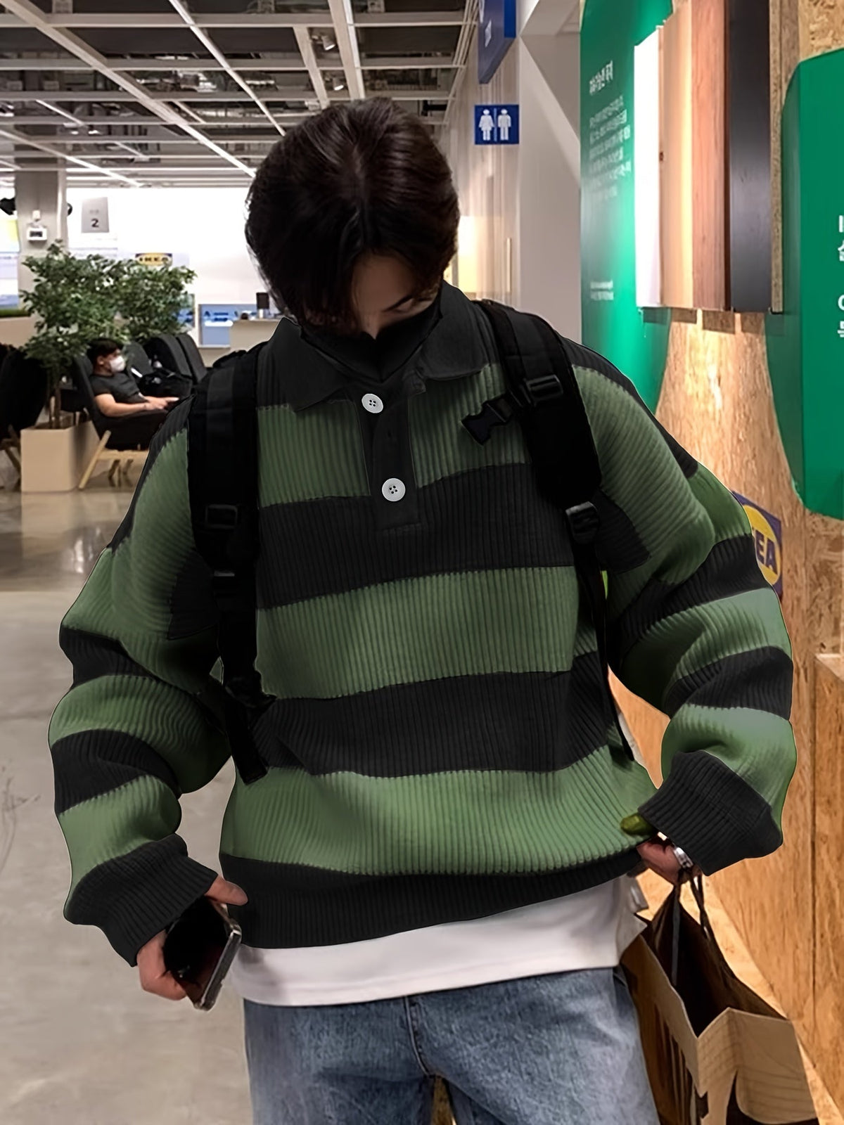 Sawyer | Color-Blocked Button-Neck Sweater
