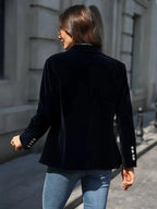 Julia | Women's Tailored Velvet Blazer with Lapel Collar, Hip-Length