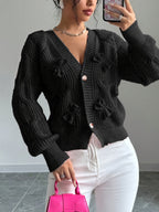 Elowen | Women's Bow Detail V Neck Knit Cardigan