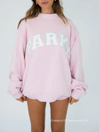 Varsity Mockneck Soft Pink with White Letters