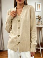 Georgia | Heart-Button V-Neck Cardigan
