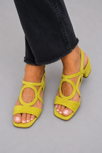 Zola | Suede Geometric Circular Cutout Block Heels Sandal