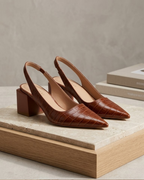 MAE CROC-EFFECT SLINGBACK HEELS