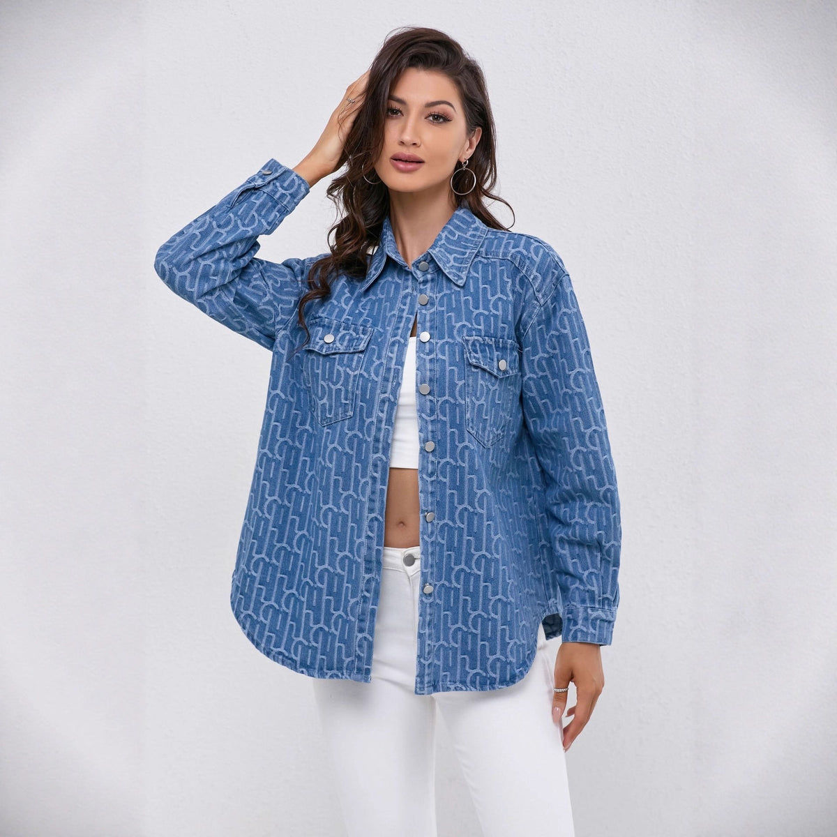 Lyra Jacquard Denim Shirt Jacket