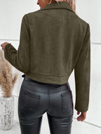 Arabel Cropped Faux Suede Moto Jacket