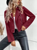 Arabel Cropped Faux Suede Moto Jacket