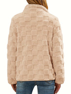 Rochelle Checkered Fleece Zip-Up Jacket