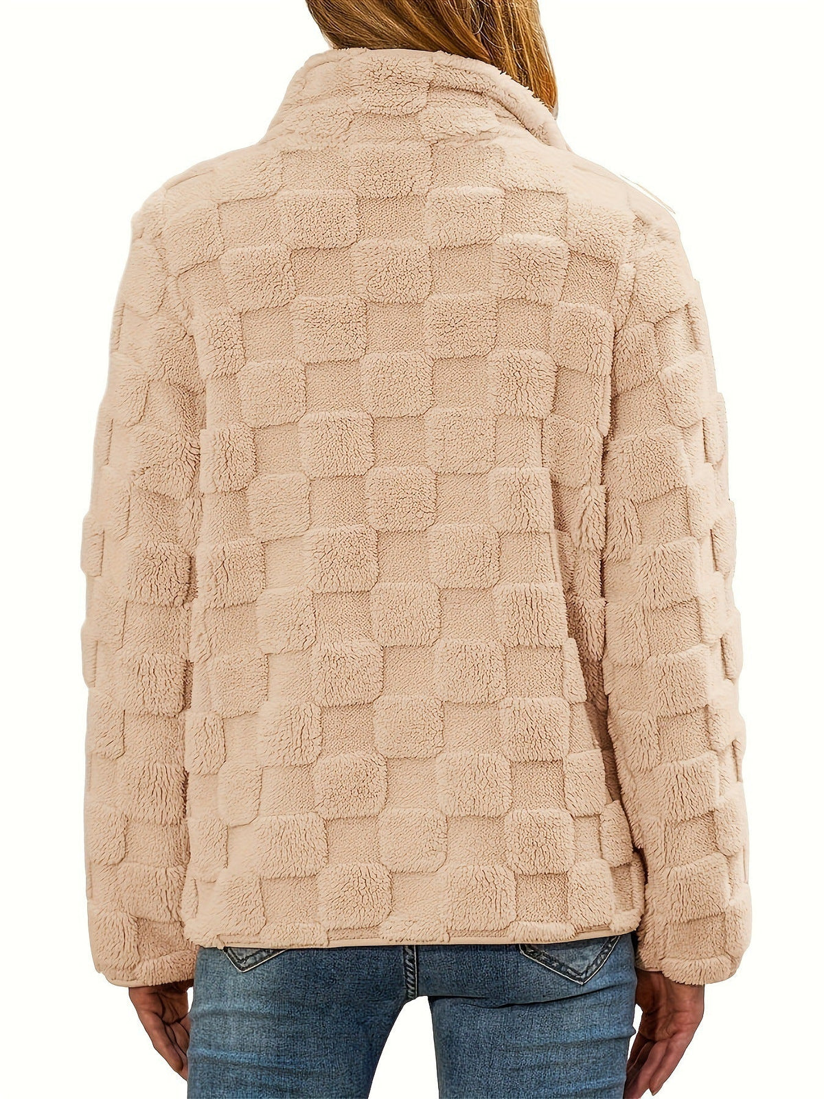 Rochelle Checkered Fleece Zip-Up Jacket