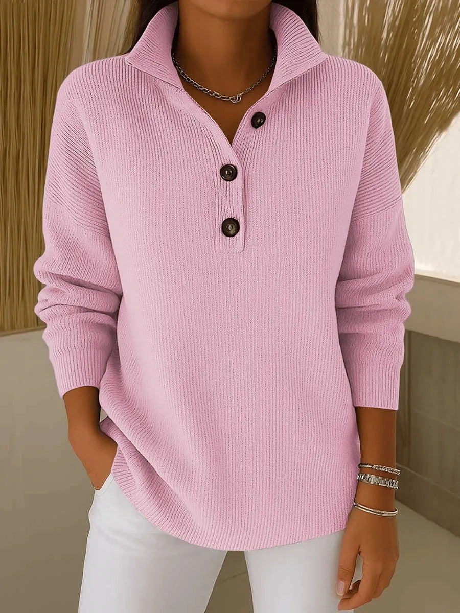 ELISSA™ | Classic Button-Neck Knit Sweater