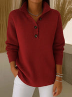 ELISSA™ | Classic Button-Neck Knit Sweater