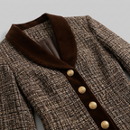 Talia Women's Suit | Tweed Blazer and Pencil Skirt with Velvet Trim