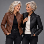 Adeline Women's Cropped Leather Moto Jacket