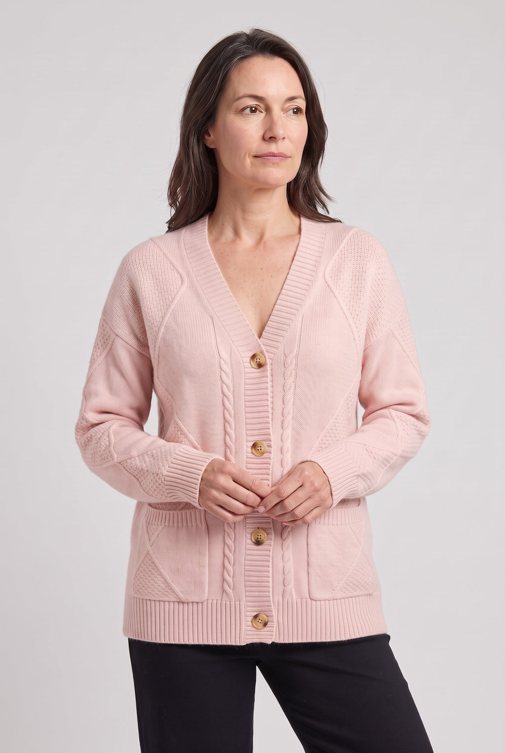 Women's Cardigan | Cable Knit V-Neck