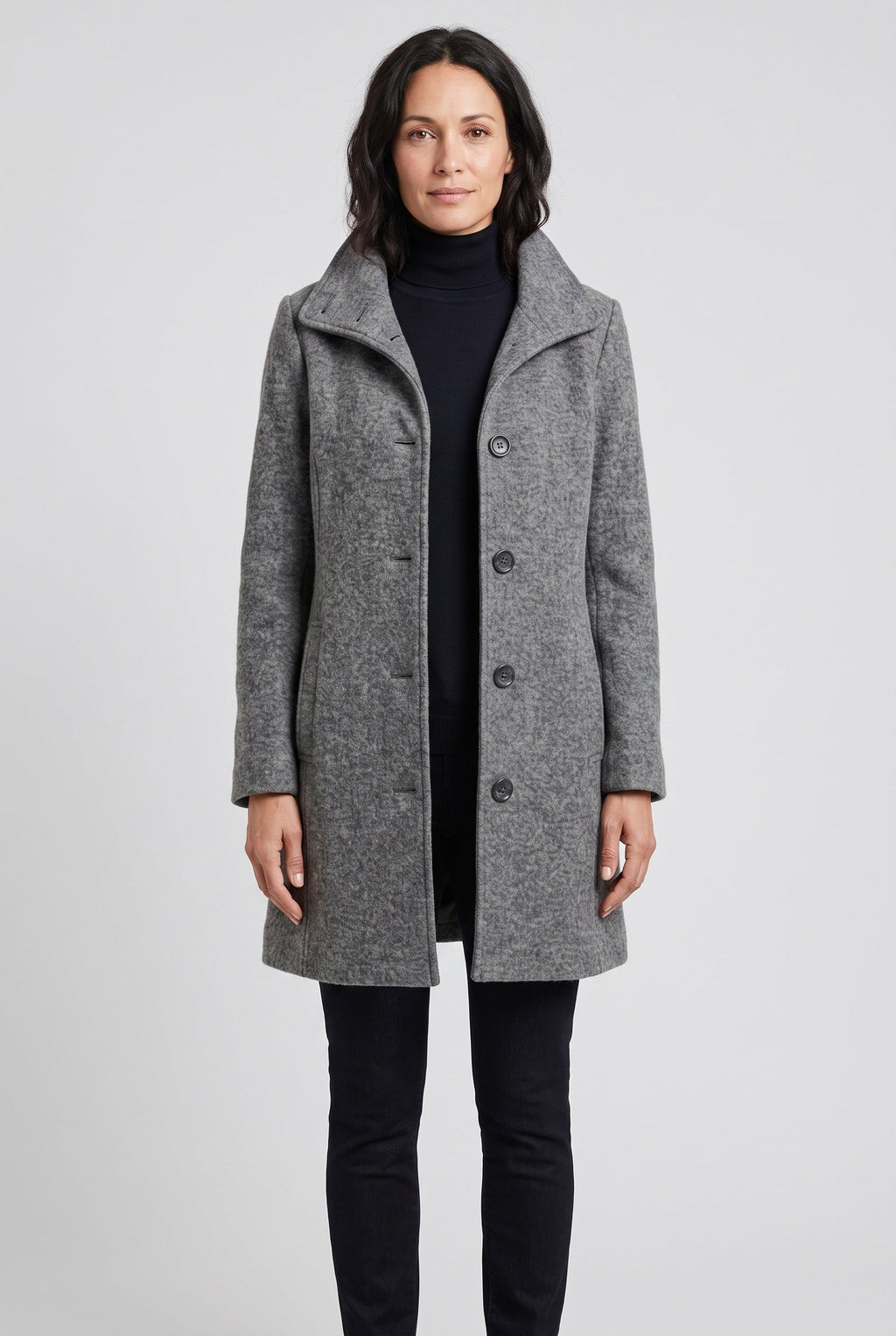 Women's Coat | Mid-Length Button Front