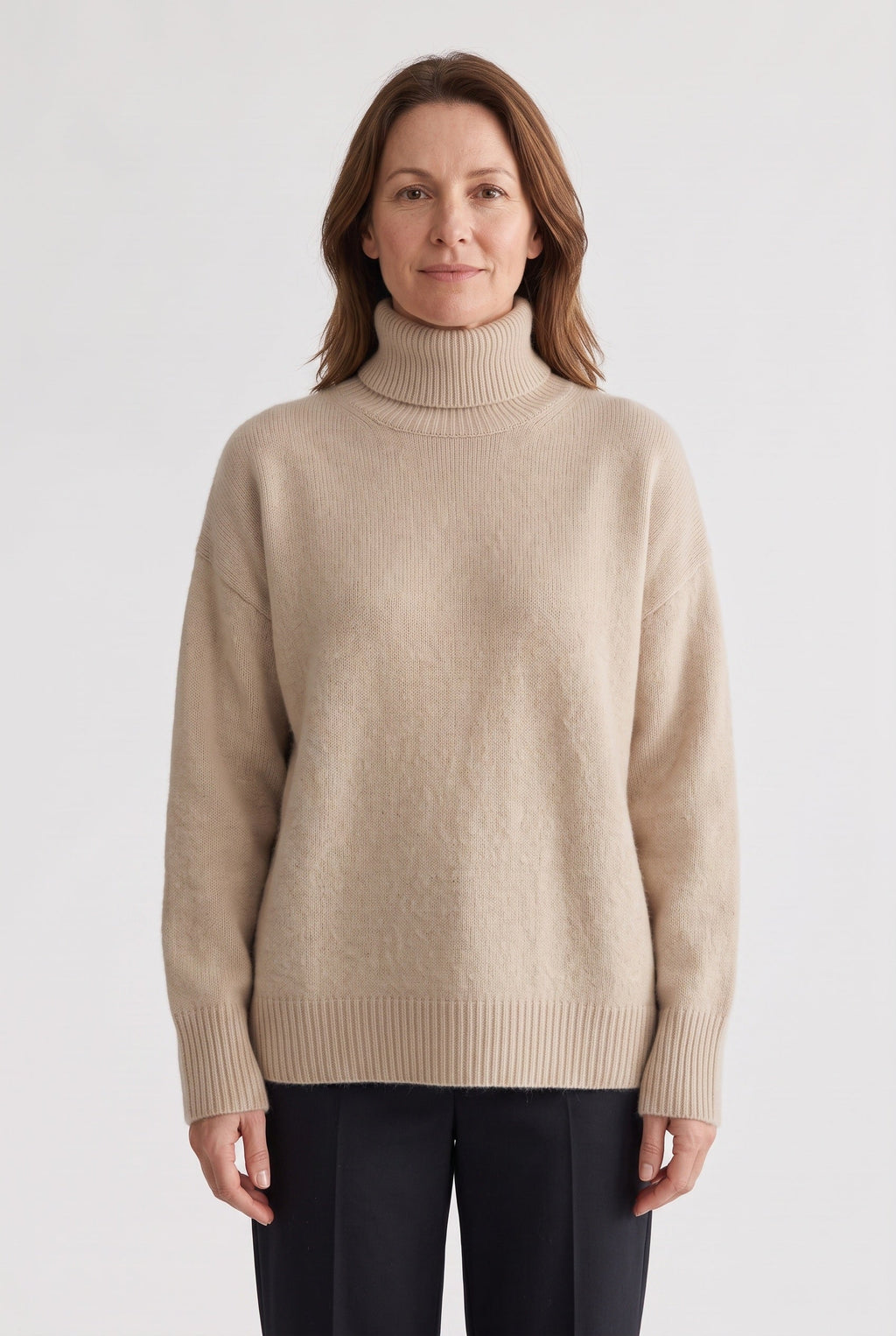 Women’s Jumper | Oversized Roll Neck with Ribbed Trims