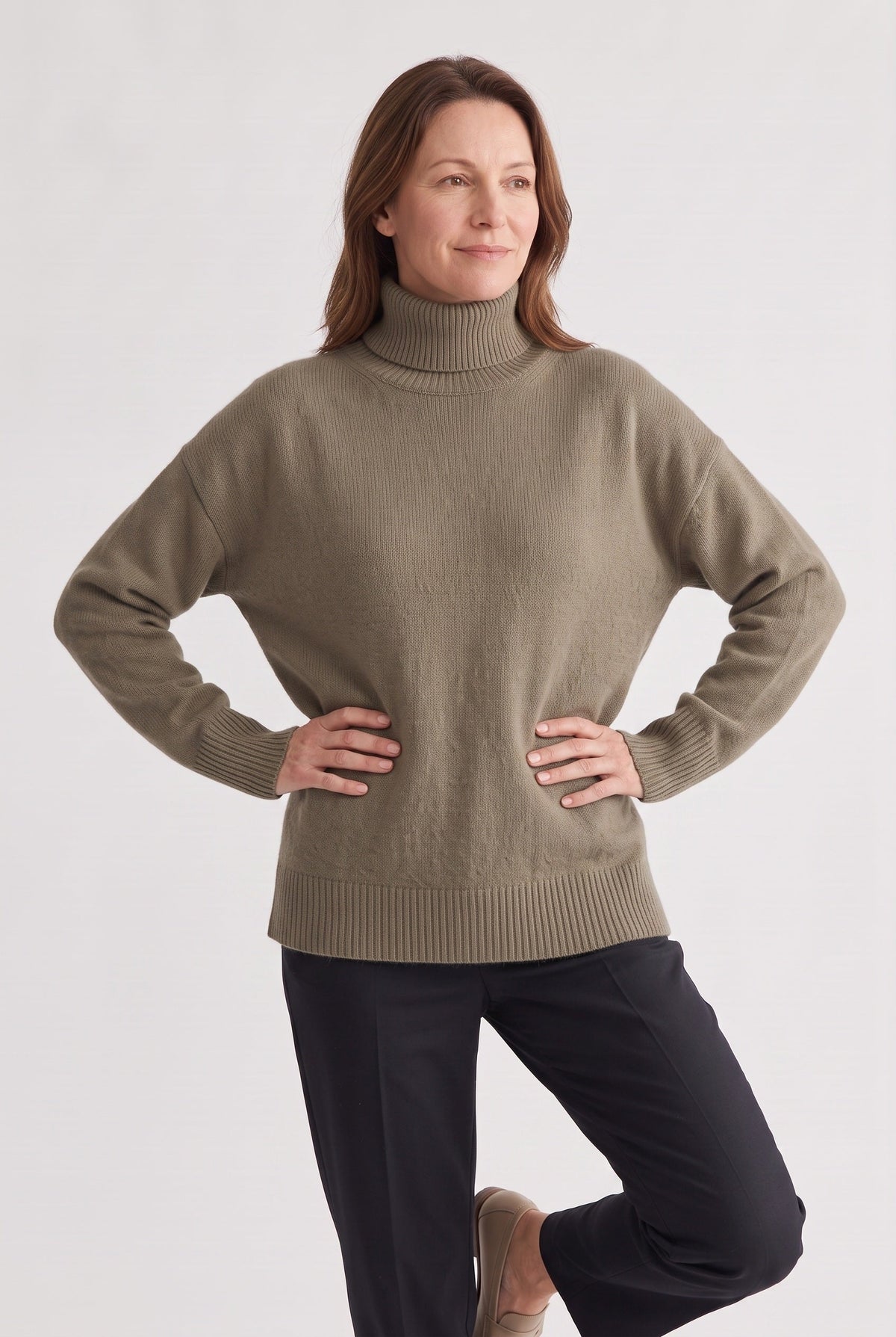 Women’s Jumper | Oversized Roll Neck with Ribbed Trims