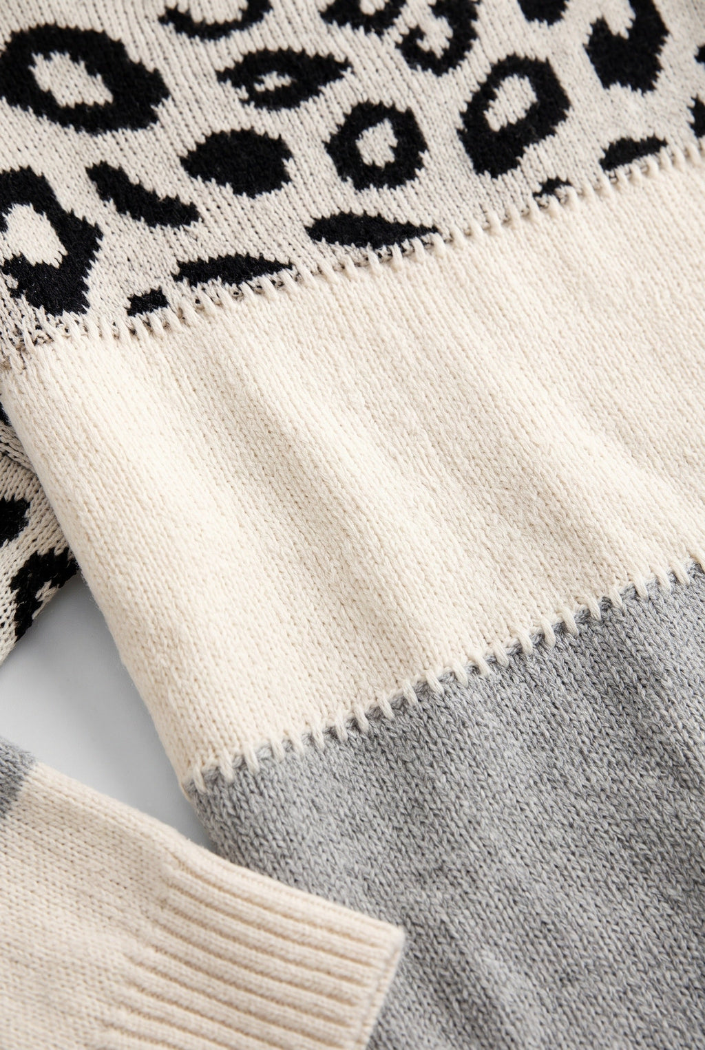 Women's Knitted Jumper | Leopard Print Colour Block