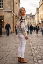 Women's Knitted Jumper | Leopard Print Colour Block