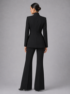 Liesel | Collarless Blazer and Wide-Leg Trouser Suit