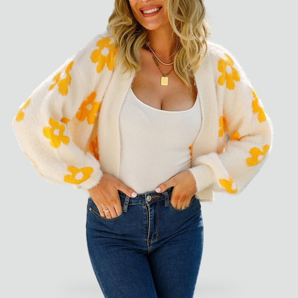 Solana | Women's Brushed Wide Sleeve Open Front Winter Fluffy Cardigan