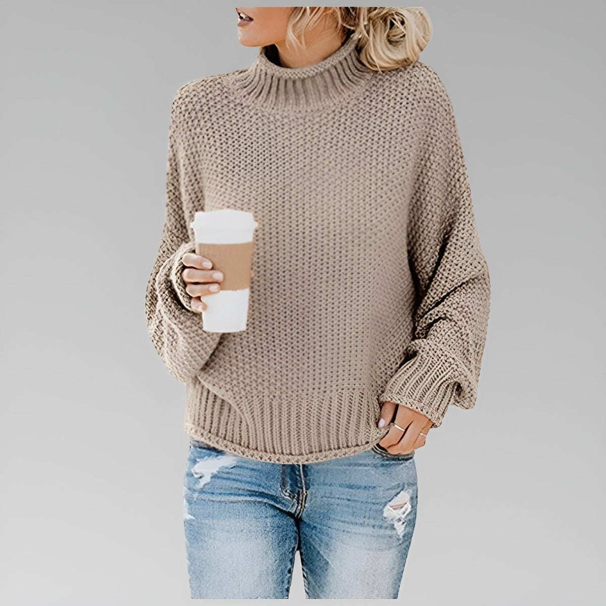 Dulcie | Chunky Knit Turtleneck Oversized Sweater for Women