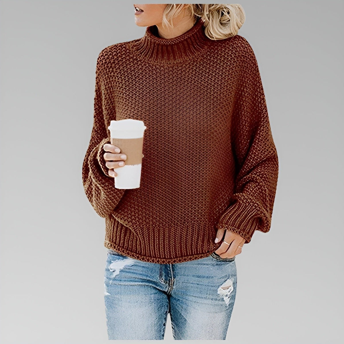 Dulcie | Chunky Knit Turtleneck Oversized Sweater for Women