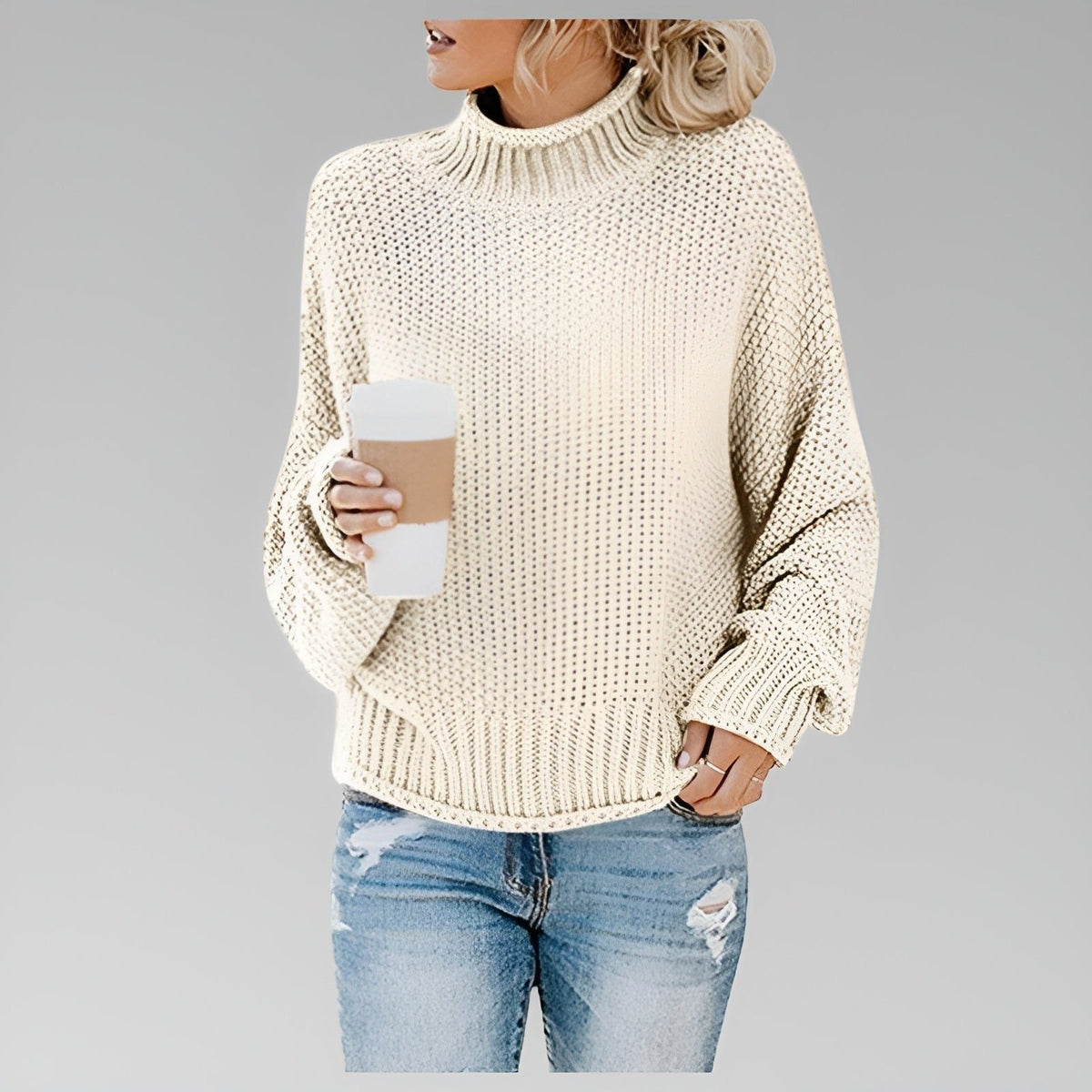 Dulcie | Chunky Knit Turtleneck Oversized Sweater for Women