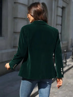 Julia | Women's Tailored Velvet Blazer with Lapel Collar, Hip-Length