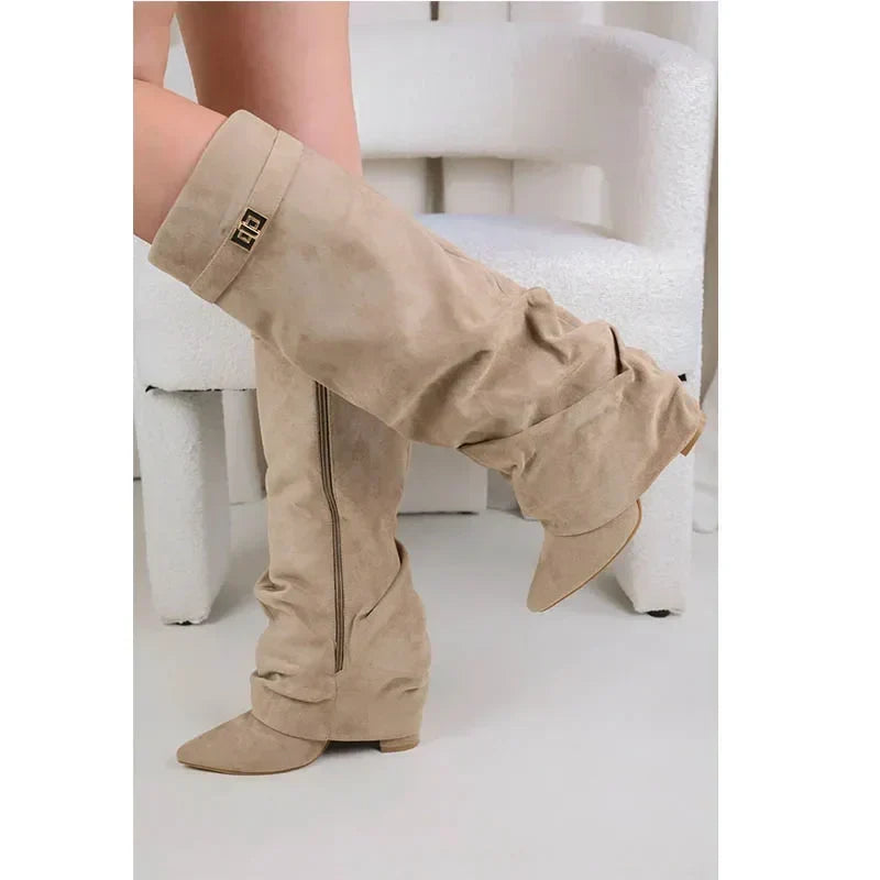Isla | Pointed Toe Knee-High Slouch Boots