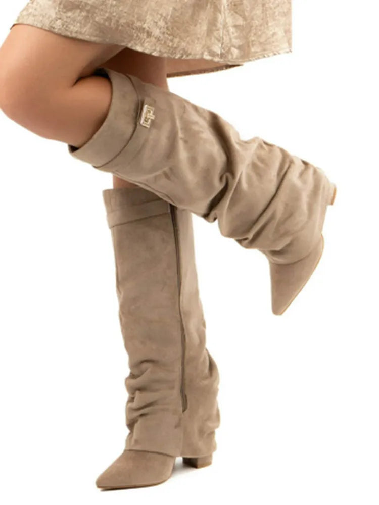 Isla | Pointed Toe Knee-High Slouch Boots