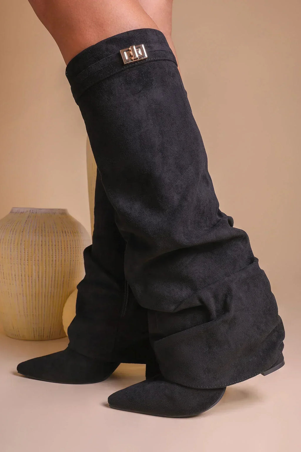 Isla | Pointed Toe Knee-High Slouch Boots