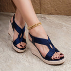 Evelyn | Platform Wedge Sandals with Open Toe and Criss Cross Straps