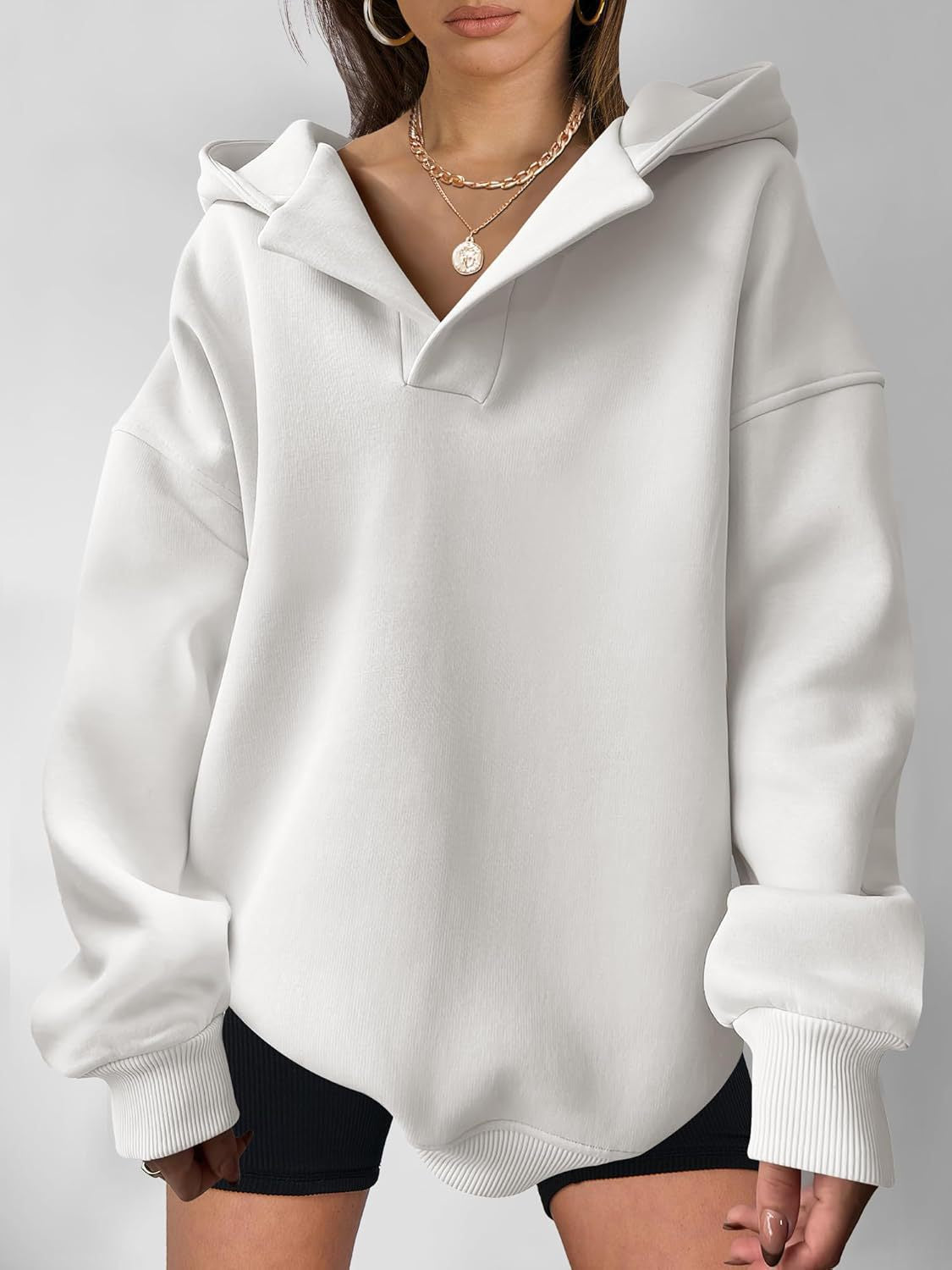 Harlow | Women's Oversized Collared V-Neck Hoodie