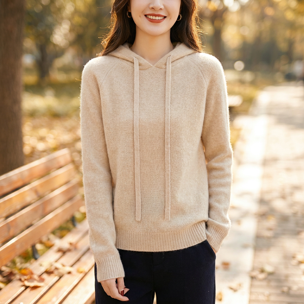 Nyelle | Women's Knit Hooded Pullover with Drawstring