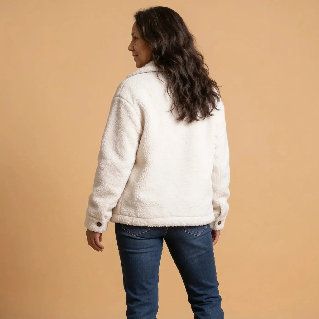 Halina Teddy Fleece Button-Front Shacket