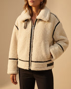 Neve Sherpa Aviator Zip Front Jacket
