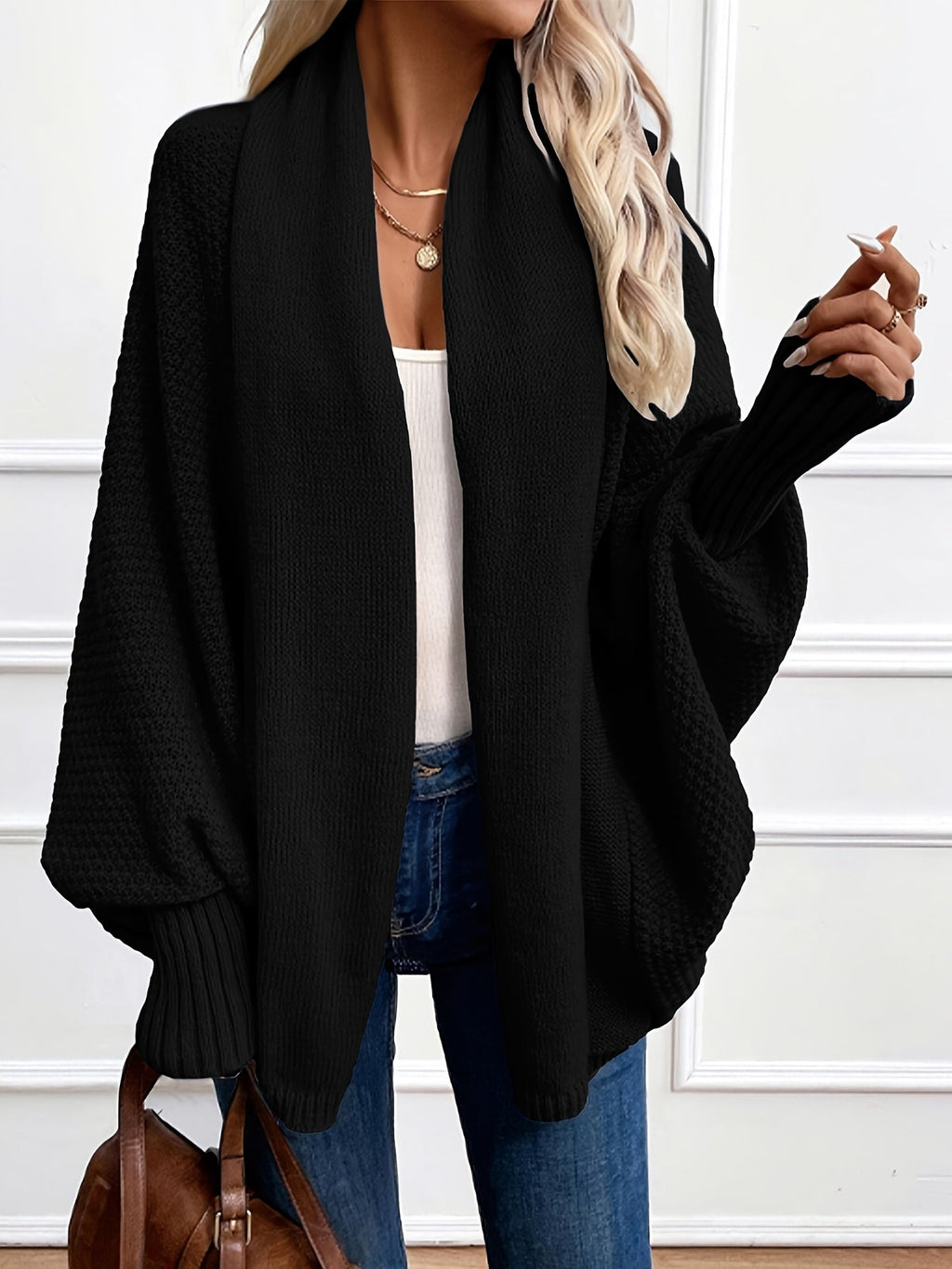 Marisol | Women's Draped Shawl-Collar Batwing Cardigan