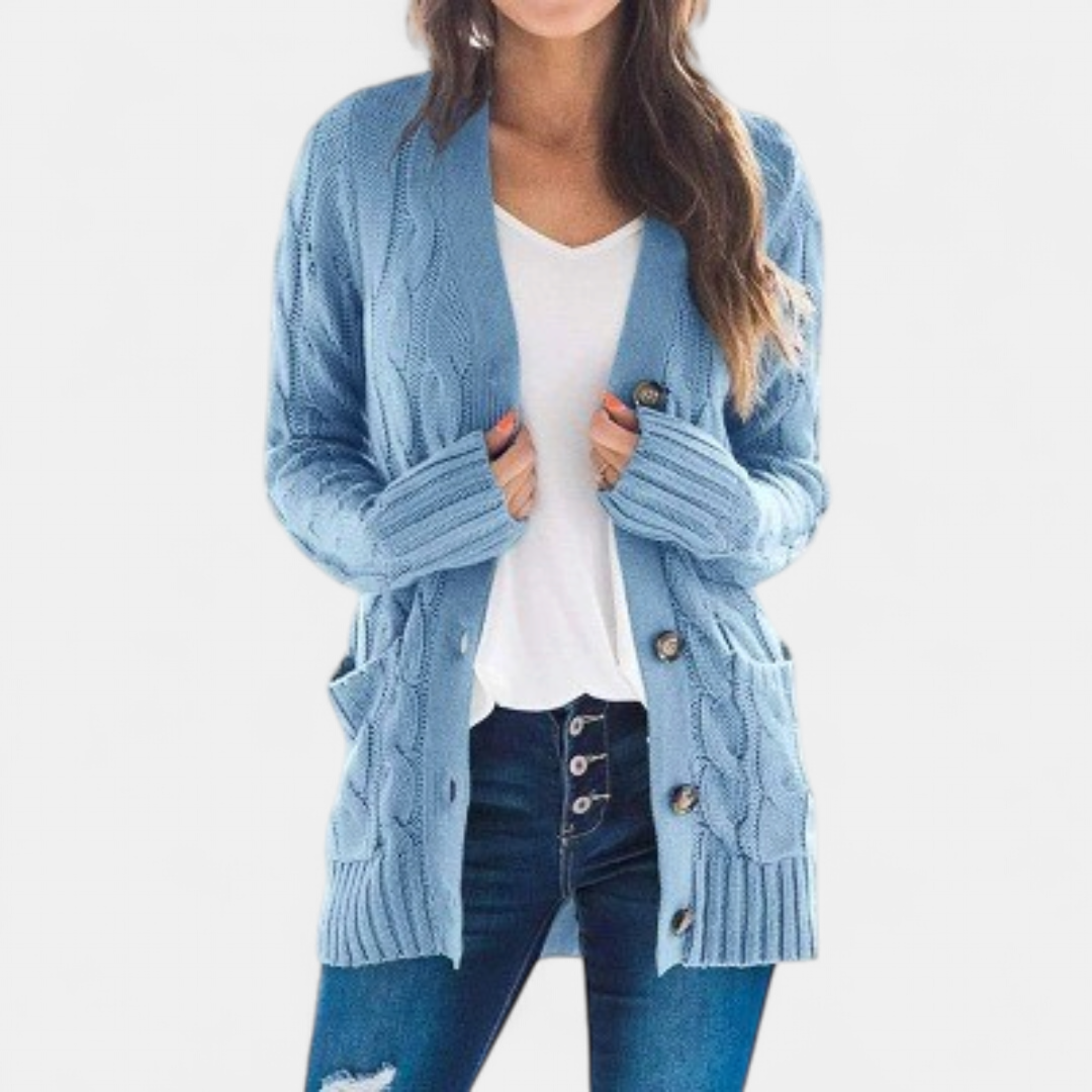 ANIKA | Women's Oversized Cable Knit Button Cardigan Sweater
