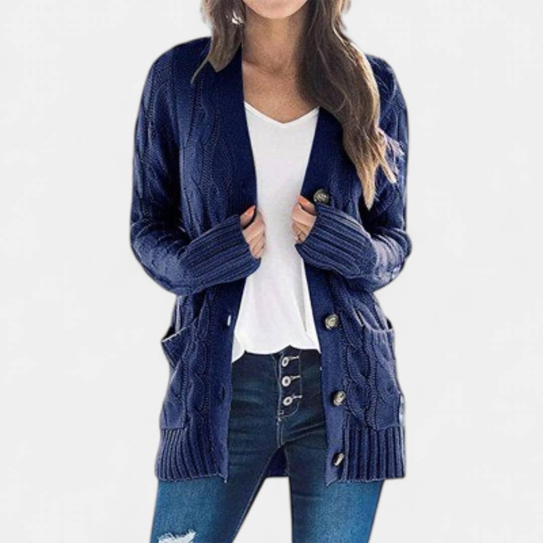 ANIKA | Women's Oversized Cable Knit Button Cardigan Sweater