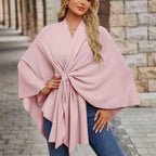 Reign | Draped Knit Poncho with Front Knot for Women