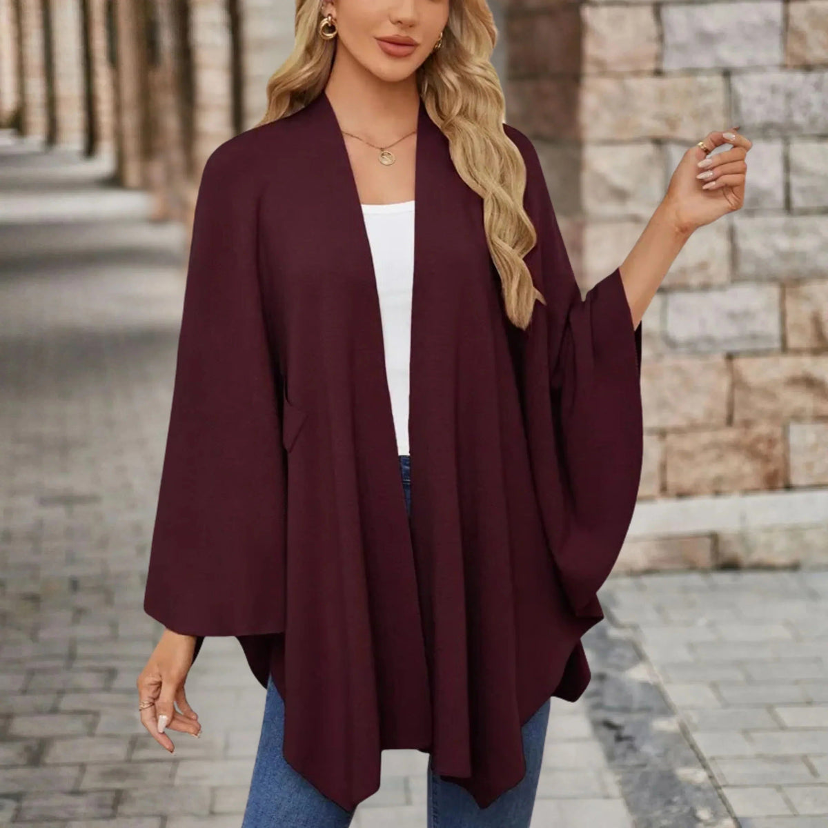 Reign | Draped Knit Poncho with Front Knot for Women