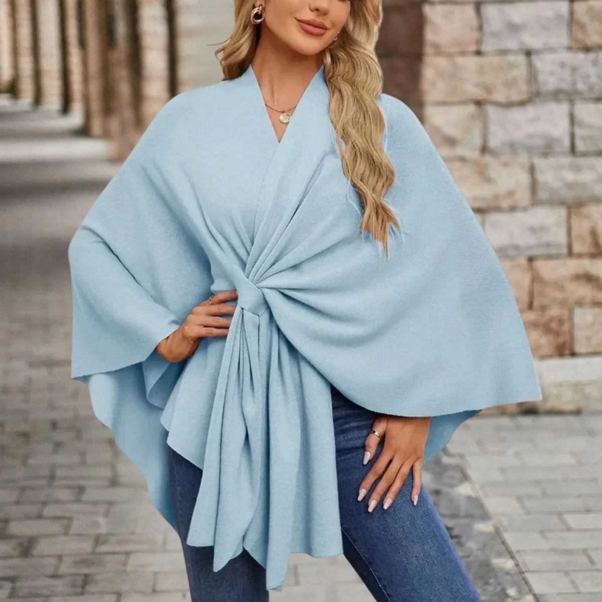 Reign | Draped Knit Poncho with Front Knot for Women