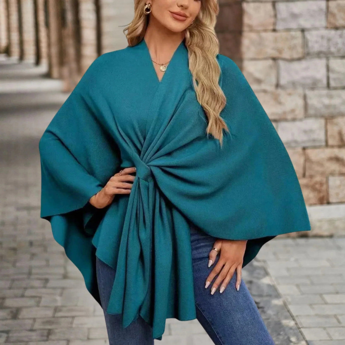 Reign | Draped Knit Poncho with Front Knot for Women