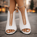 Roberta | Woven Sculpted Heel Sandals with Cutout and Ankle Strap
