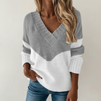 MAELLE™ | Cozy Colour-Block V-Neck Sweater